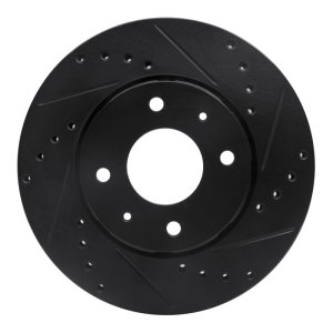 Volvo V40 Brake Rotor (1) - Front Right - R1 Concepts - Drilled & Slotted - Black - `00-`04